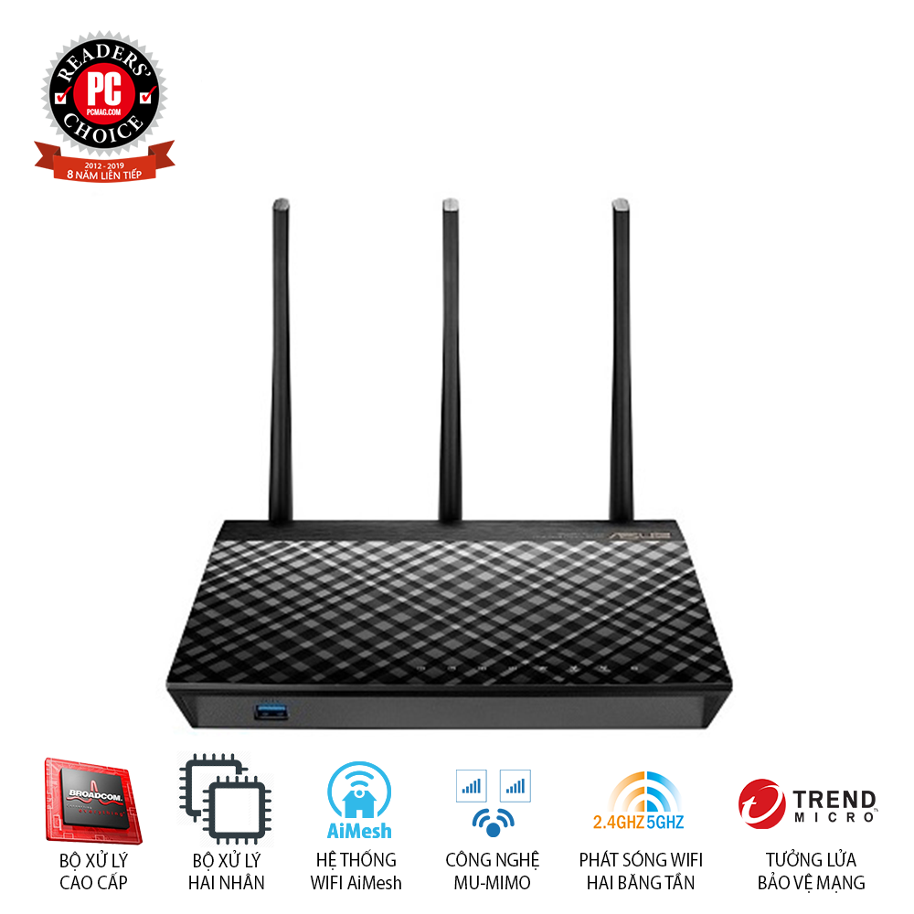  Router Wifi  ASUS RT-AC66U B1 (Mobile Gaming) Chuẩn AC1750 