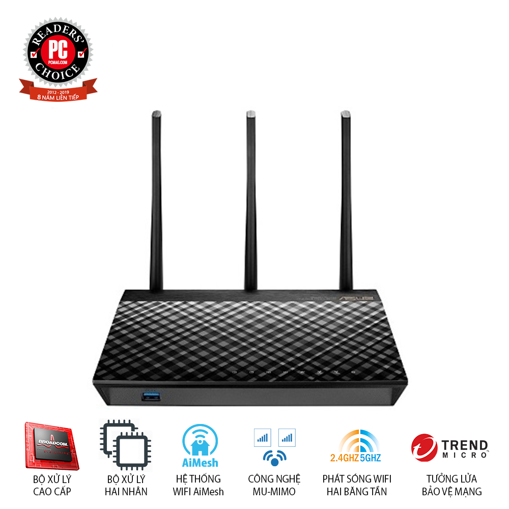 Router Wifi ASUS RT-AC66U B1 (Mobile Gaming) Chuẩn AC1750