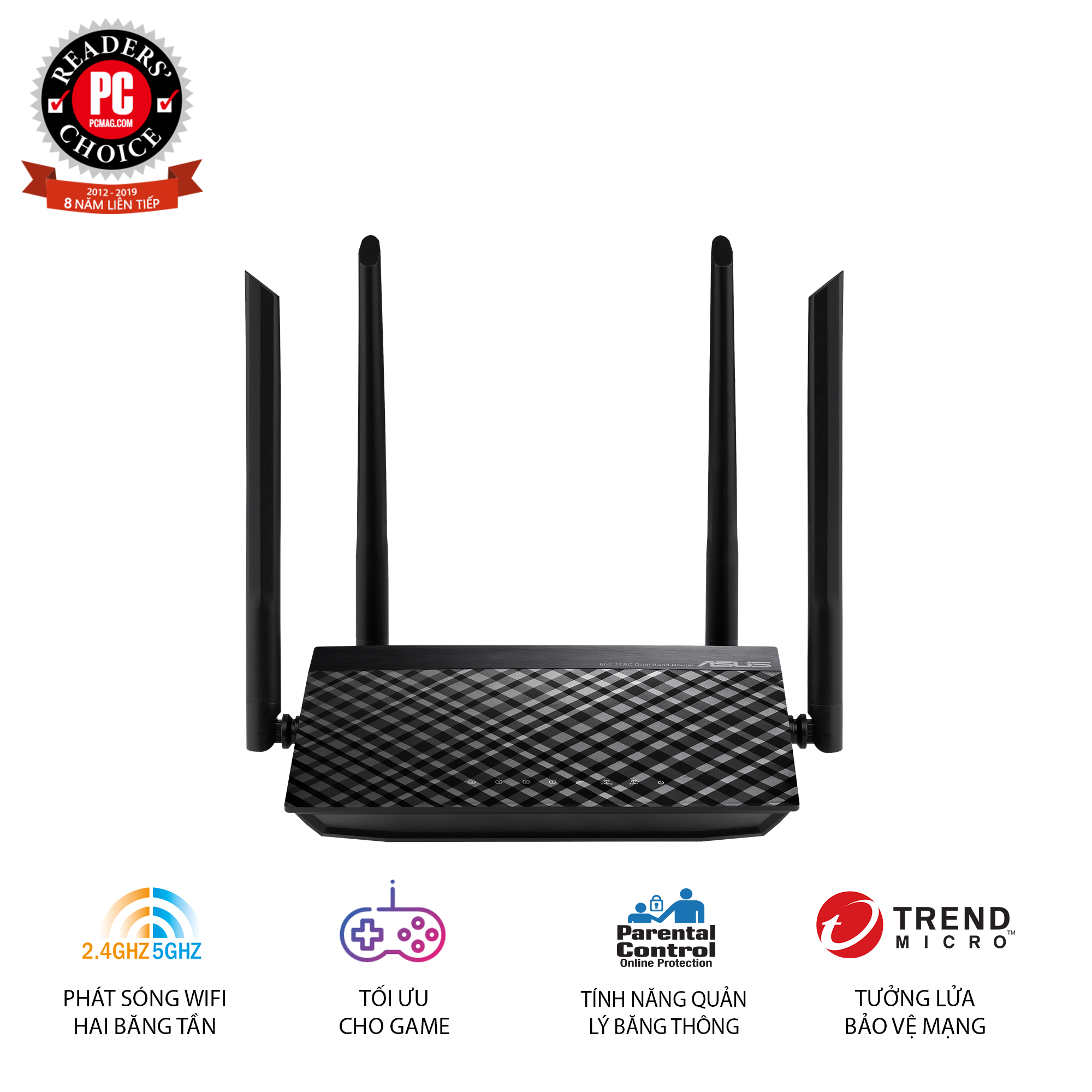 Router Wifi ASUS RT-AC1200 V2 (Mobile Gaming) Wifi AC1200