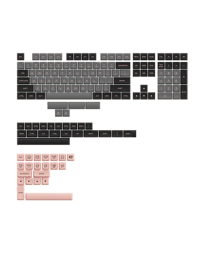 AKKO Keycap set – Black Pink (PBT Double-Shot/ASA Low profile/155 nút) 