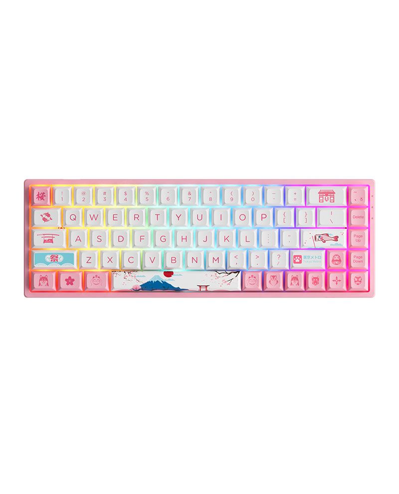 Bàn phím cơ AKKO 3068B Plus World Tour Tokyo R2 (Bluetooth 5.0 / Wireless 2.4Ghz / Hotswap / Foam tiêu âm / AKKO CS Jelly Pink)