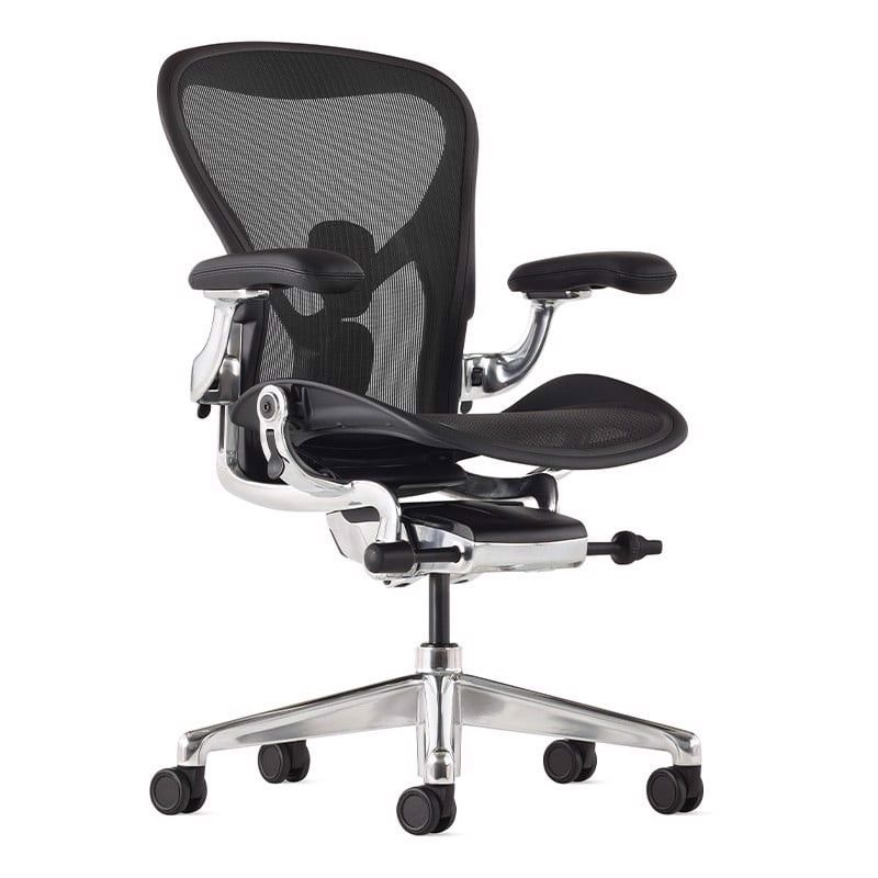  Ghế công thái học Herman Miller Aeron chân nhôm - Đen Sapphire 