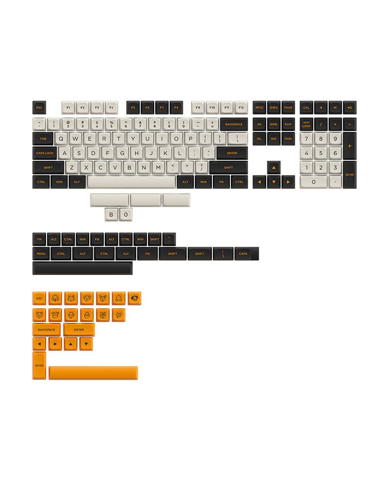  AKKO Keycap set – Carbon Retro (PBT Double-Shot/ASA Low profile/155 nút) 