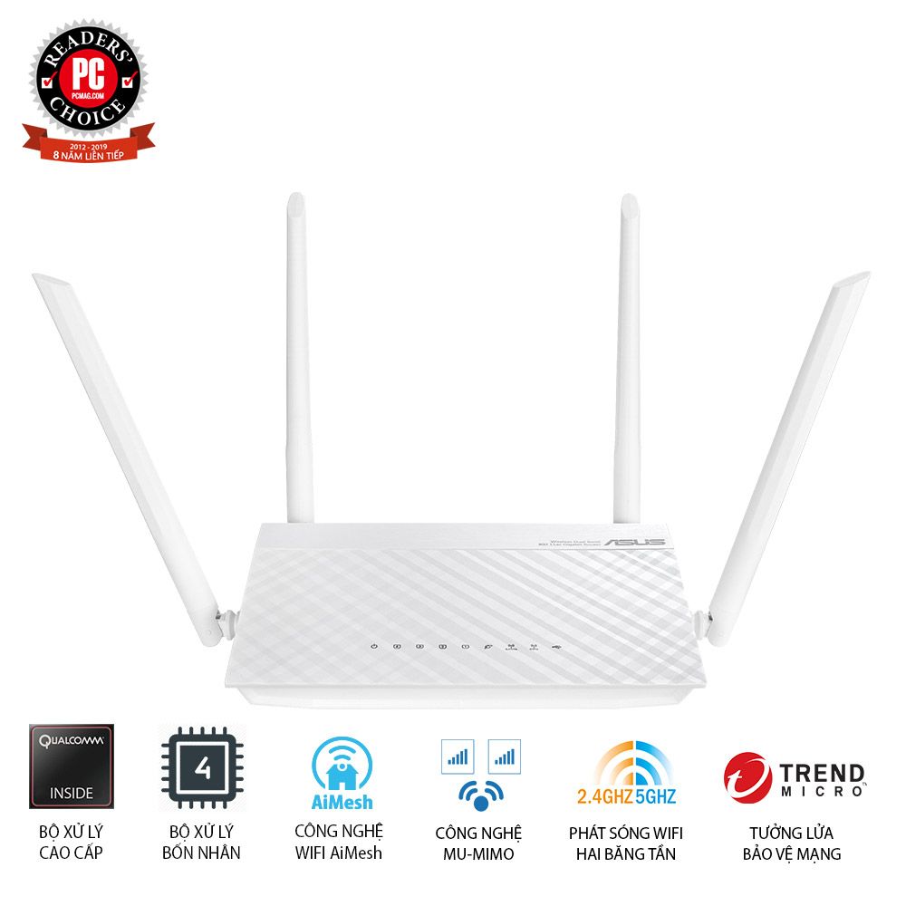  Router Wifi  ASUS RT-AC59U V2 White  (Mobile Gaming) Chuẩn AC1500 