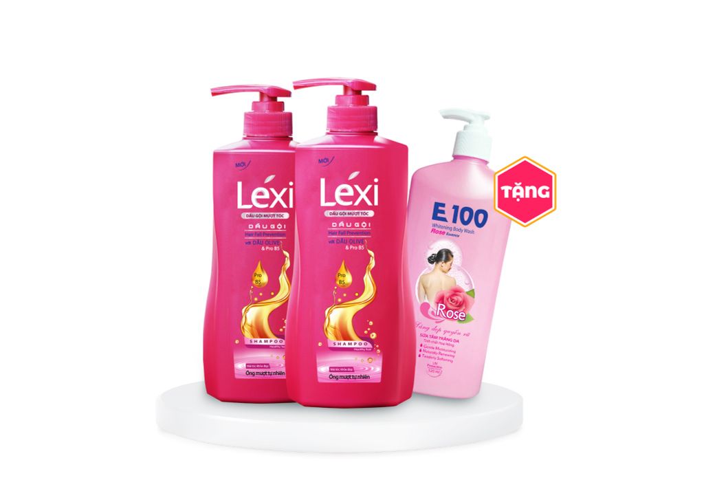 Combo 2 Dầu Gội Lexi 630G Hồng Tặng Kèm 1 Sữa Tắm E100 520ML