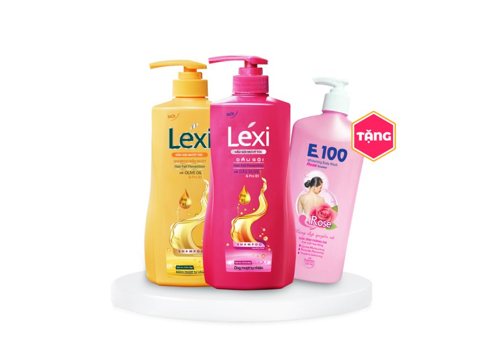 Combo  Dầu Gội Lexi 630G Hồng + Vàng Tặng Kèm 1 Sữa Tắm E100 520ML