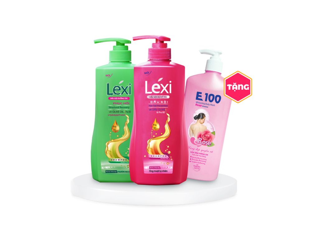 Combo  Dầu Gội Lexi 630G Hồng + Xanh Tặng Kèm 1 Sữa Tắm E100