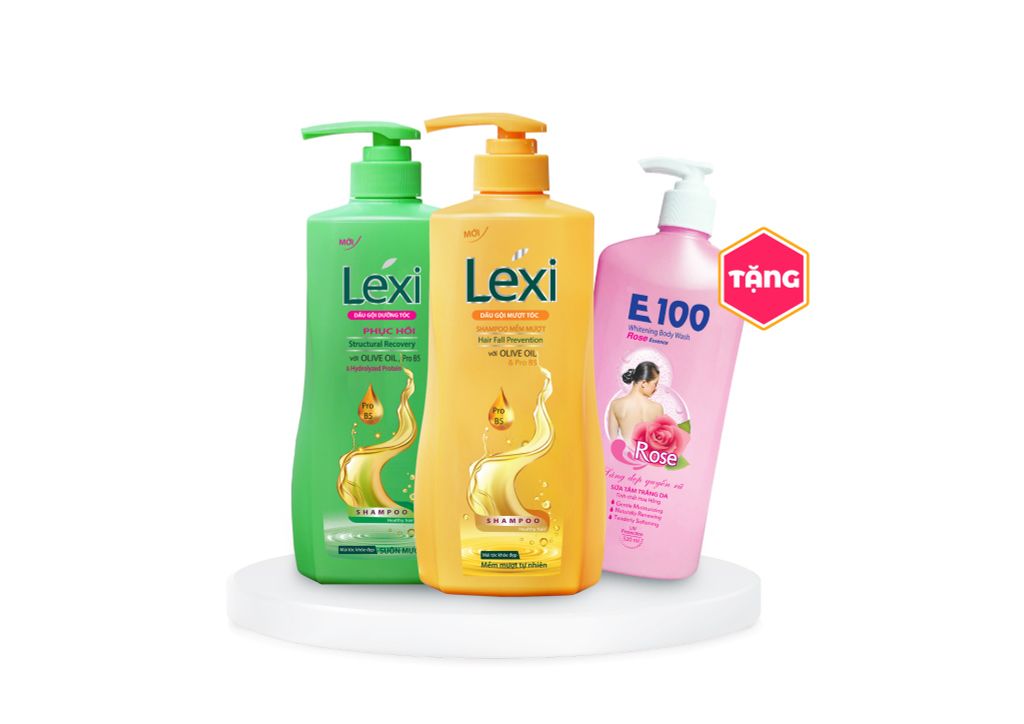 2 Chai Dầu Gội Lexi 630G Vàng + Xanh Tặng Kèm 1 Sữa Tắm E100 520ml