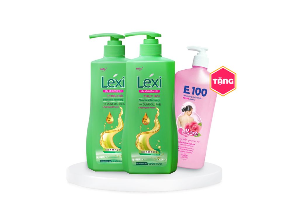 Combo 2 Dầu Gội Lexi 630G Xanh Tặng Kèm 1 Sữa Tắm E100