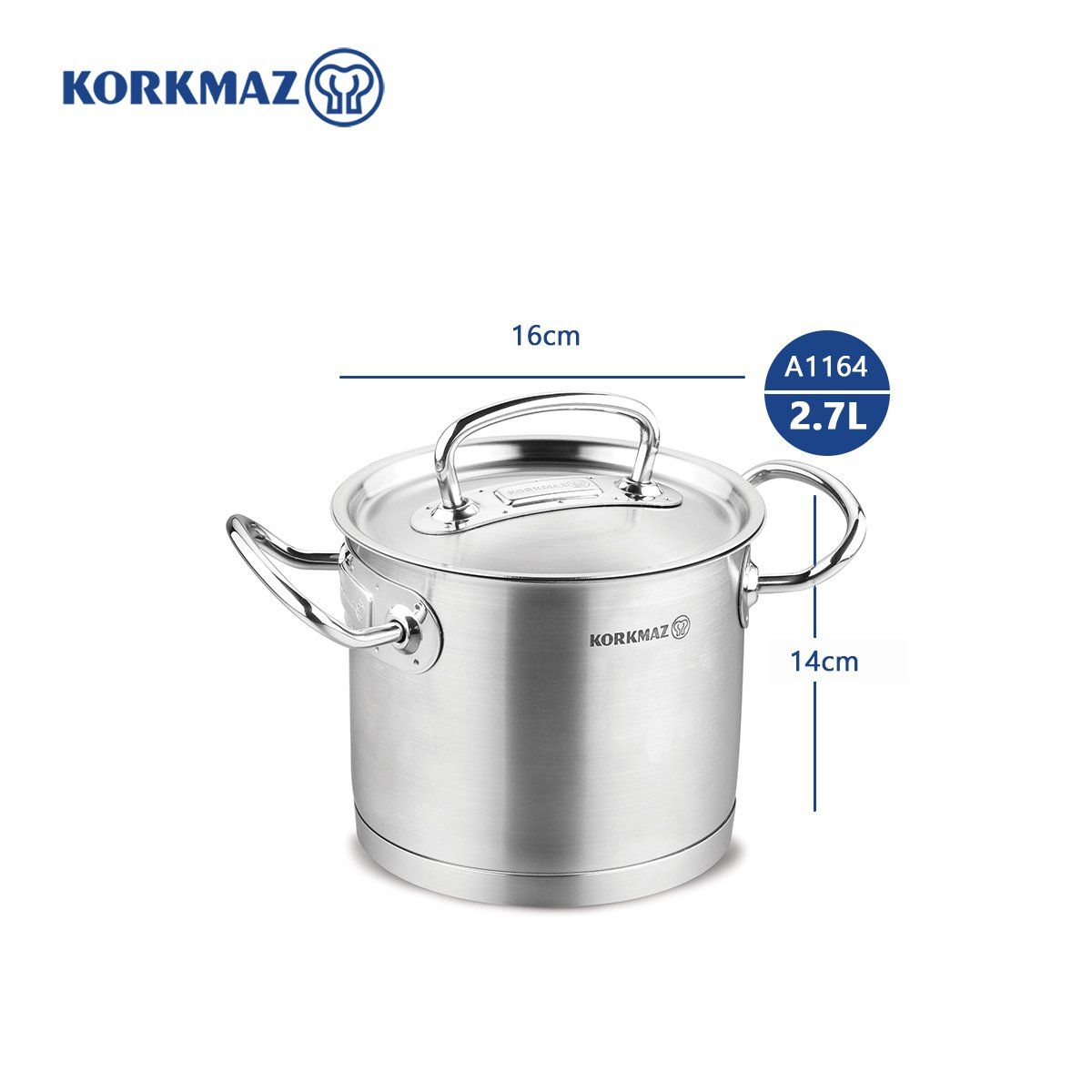Nồi inox cao cấp Korkmaz Proline 2.7 lít thân cao - A1164