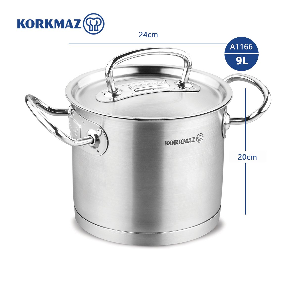 Nồi inox cao cấp Korkmaz Proline 9 lít thân cao - A1166