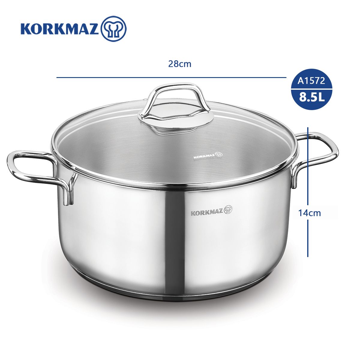 Nồi inox cao cấp Korkmaz Perla 8.5 lít - A1572