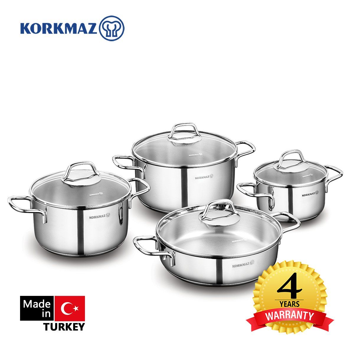 Bộ 4 nồi inox cao cấp Korkmaz Perla - A1606