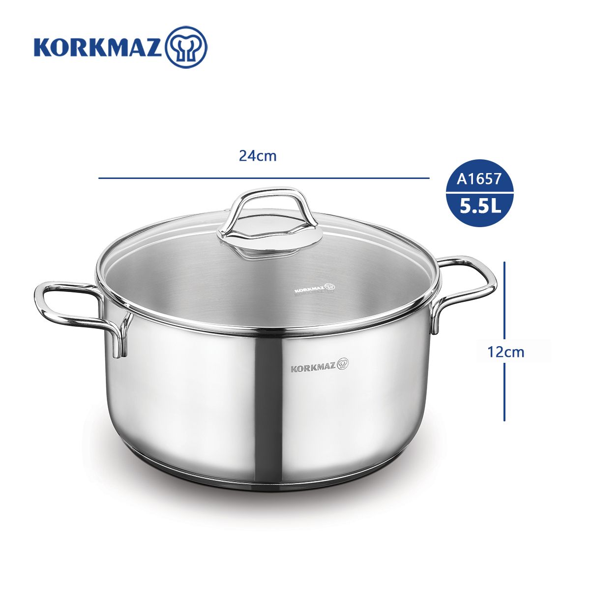Nồi inox cao cấp Korkmaz Perla 5.5 lít - A1657