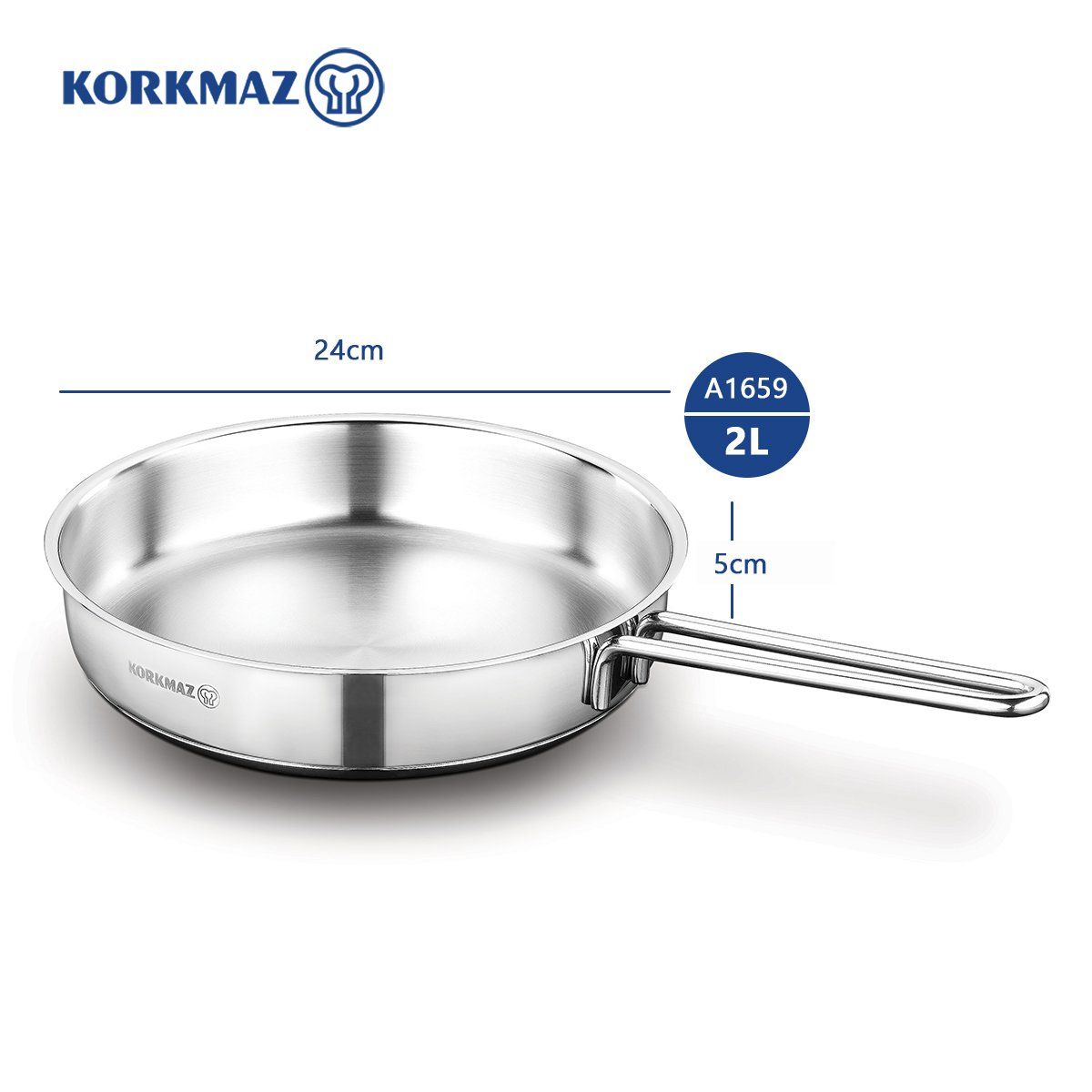 Chảo inox cao cấp Korkmaz Perla 24cm- A1659