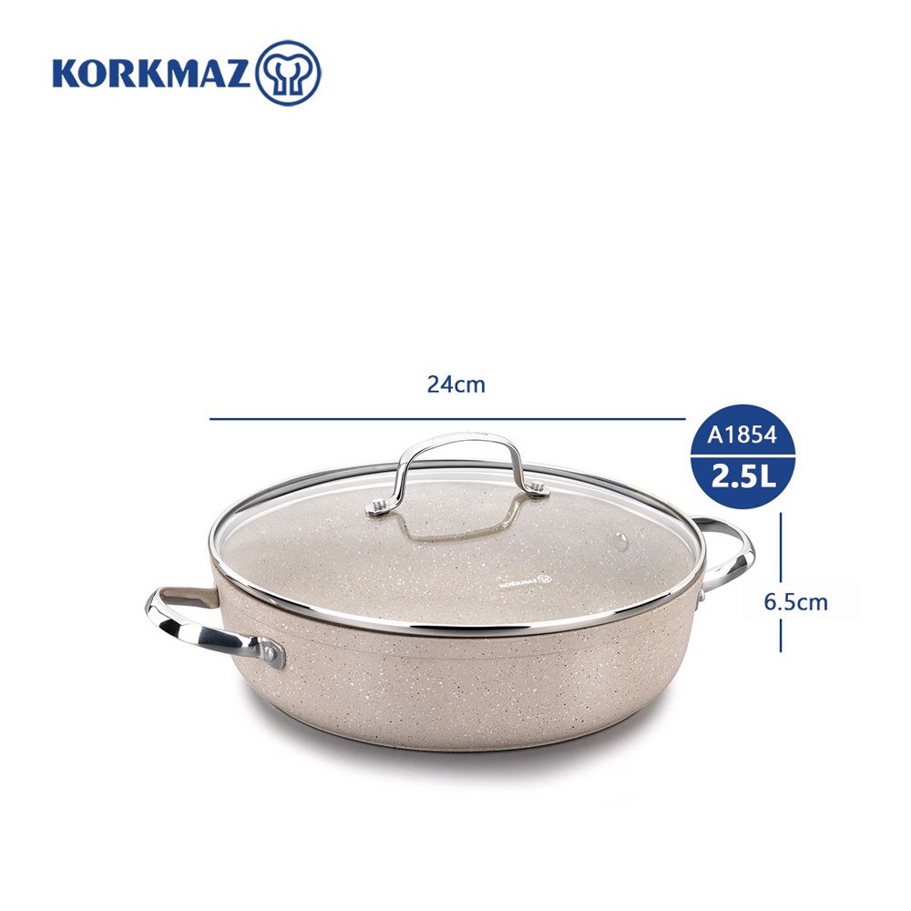Nồi chống dính cao cấp Korkmaz Granita thân thấp 2.5 lít - A1854