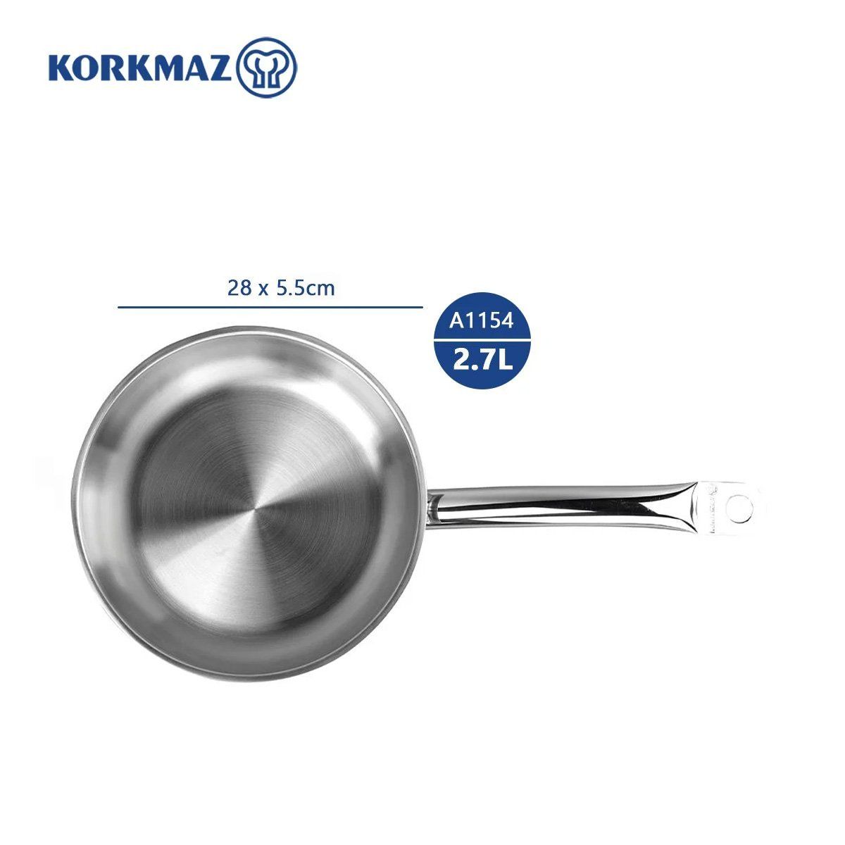 Chảo inox cao cấp Korkmaz Proline 28cm - A1154