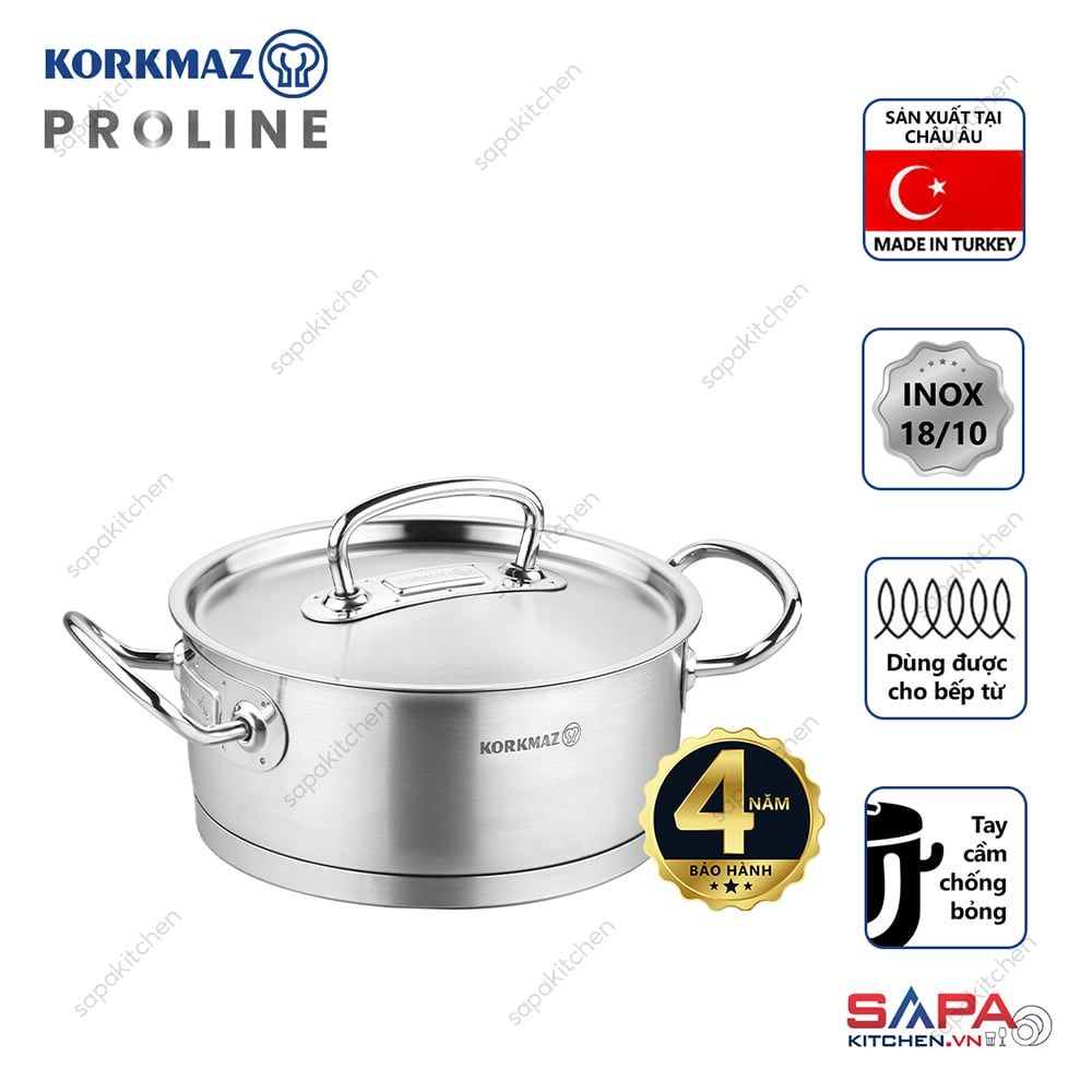 Nồi inox cao cấp Korkmaz Proline 2.8 lít thân thấp - A1169