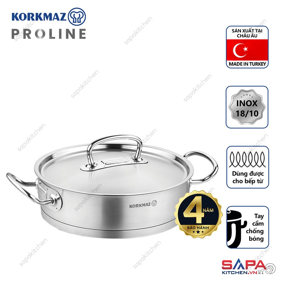 Nồi inox cao cấp Korkmaz Proline 3.1 lít thân thấp - A1172
