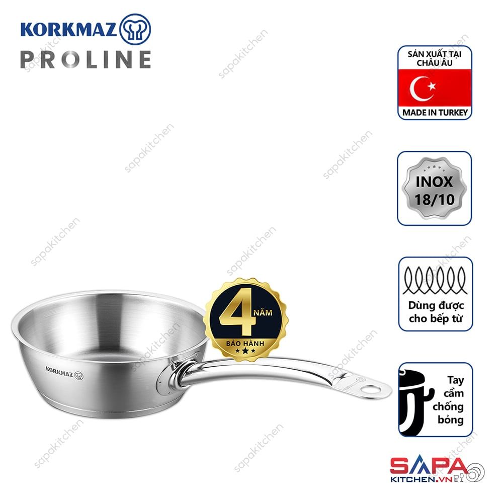 Chảo sâu inox cao cấp Korkmaz Proline 20cm - A1175