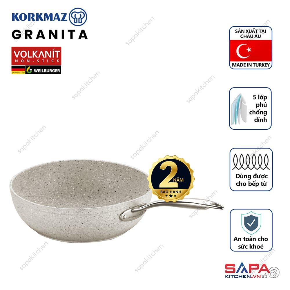 Chảo chống dính sâu Korkmaz Granita 24cm - 2.5 lít - KONCA1273