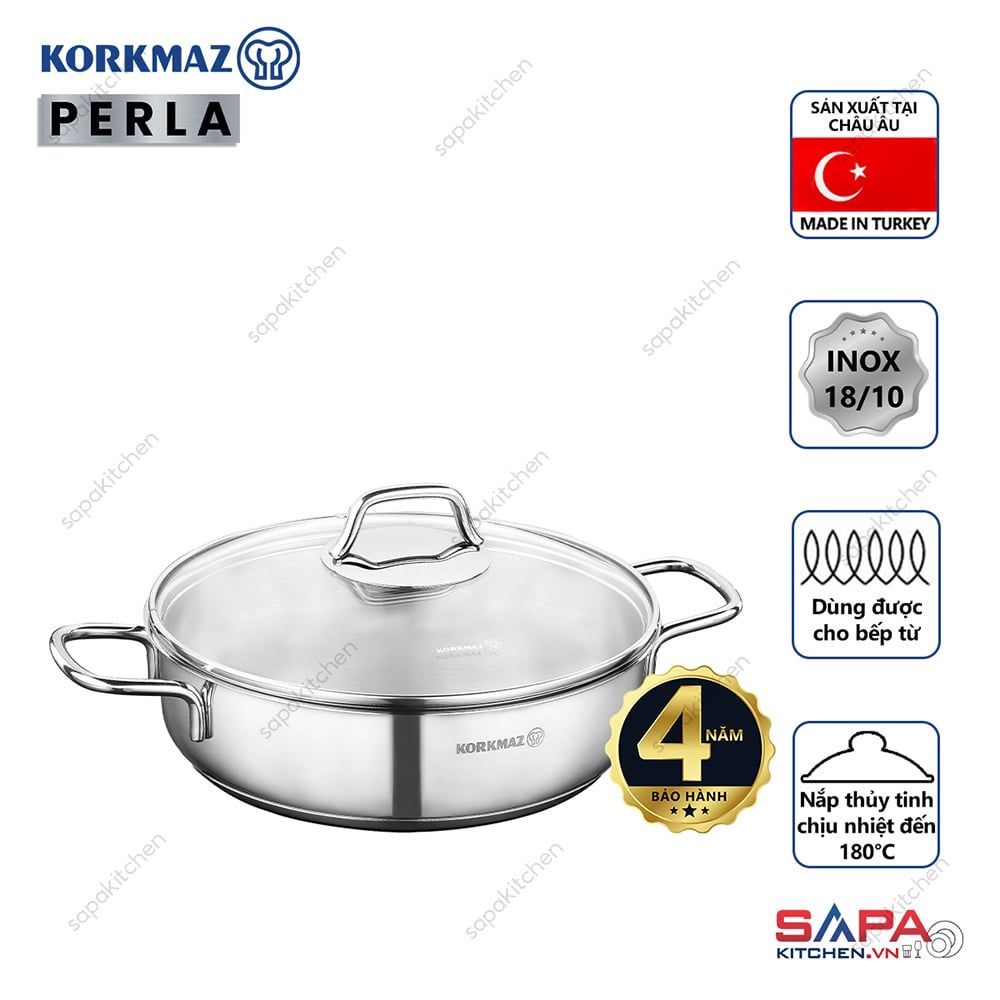 Nồi inox cao cấp thân thấp Korkmaz Perla 3 lít - A1658