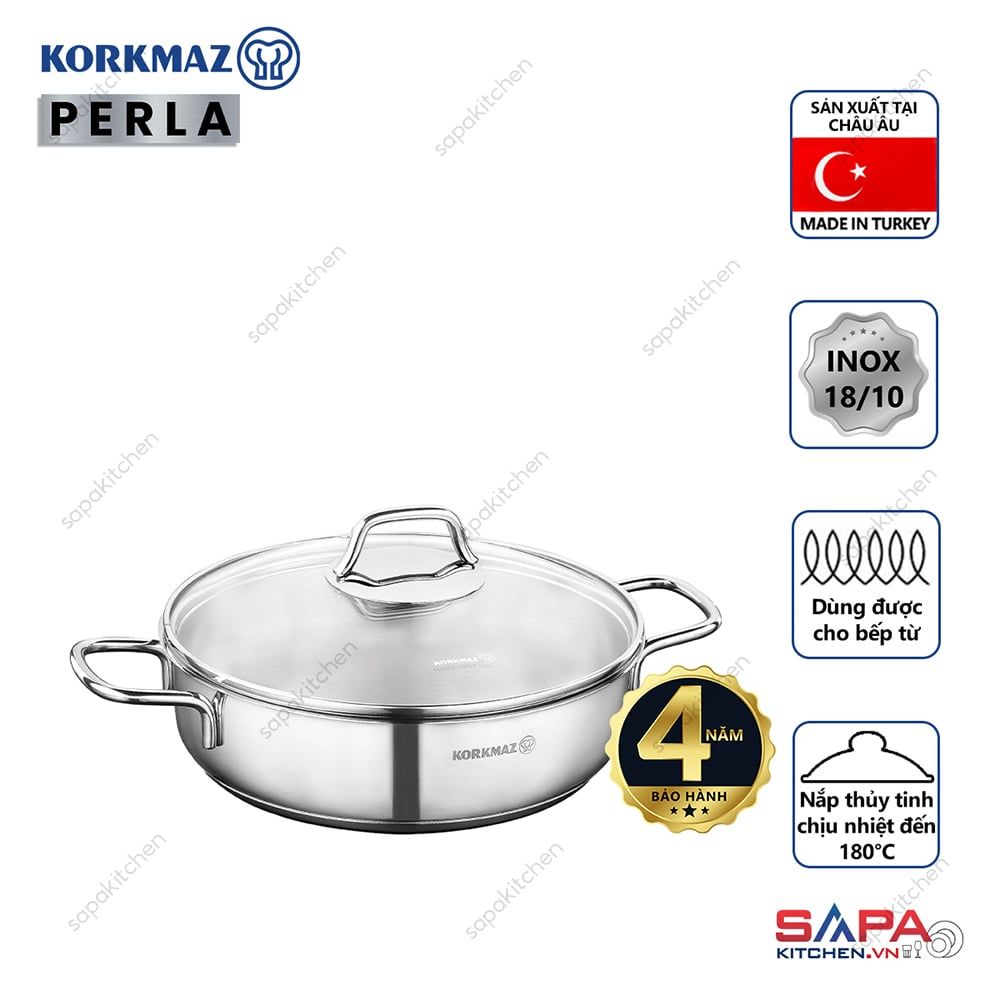 Nồi inox cao cấp Korkmaz Perla 2.3 lít thân thấp - A1833