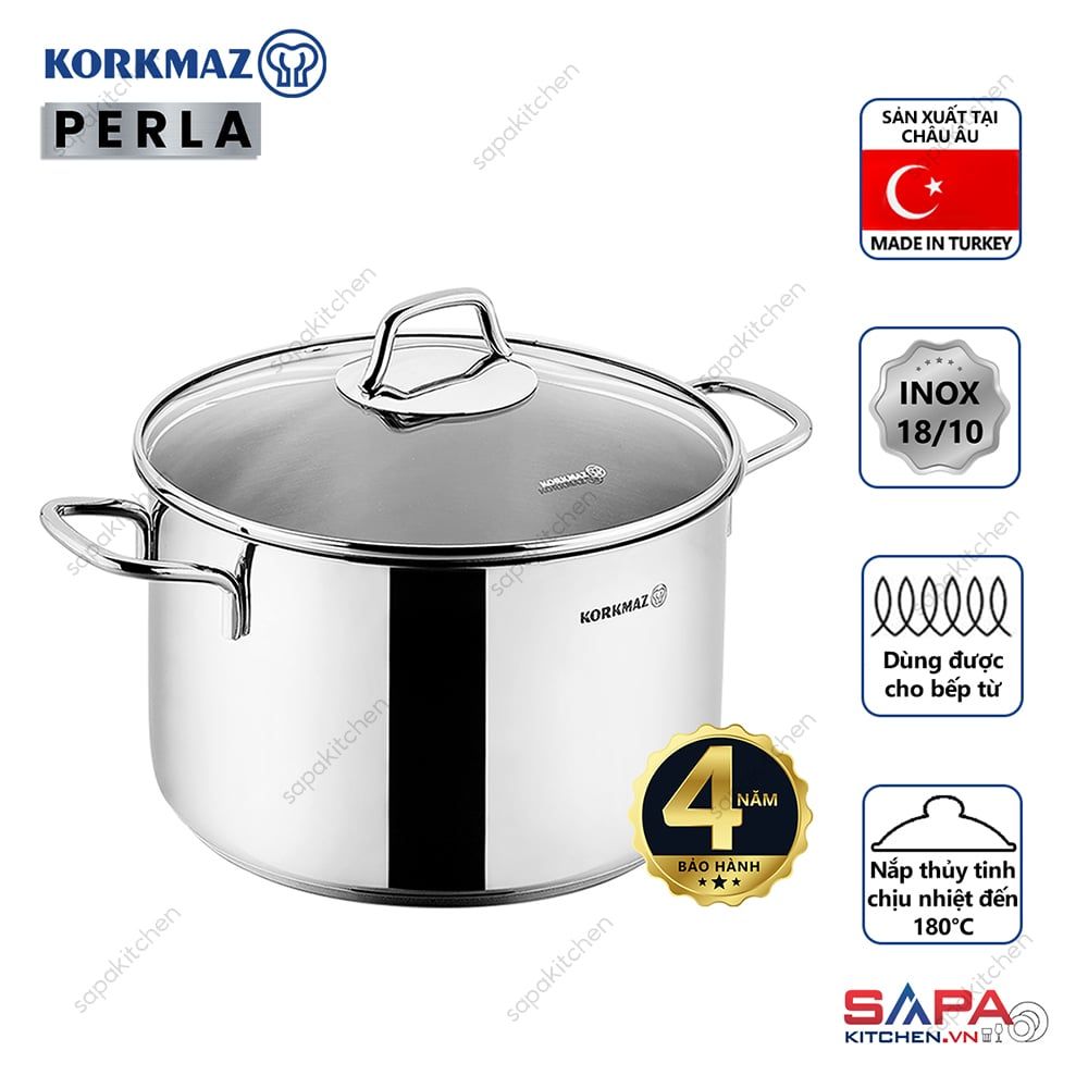 Nồi inox cao cấp Korkmaz Perla 7.8 lít thân cao - A2699