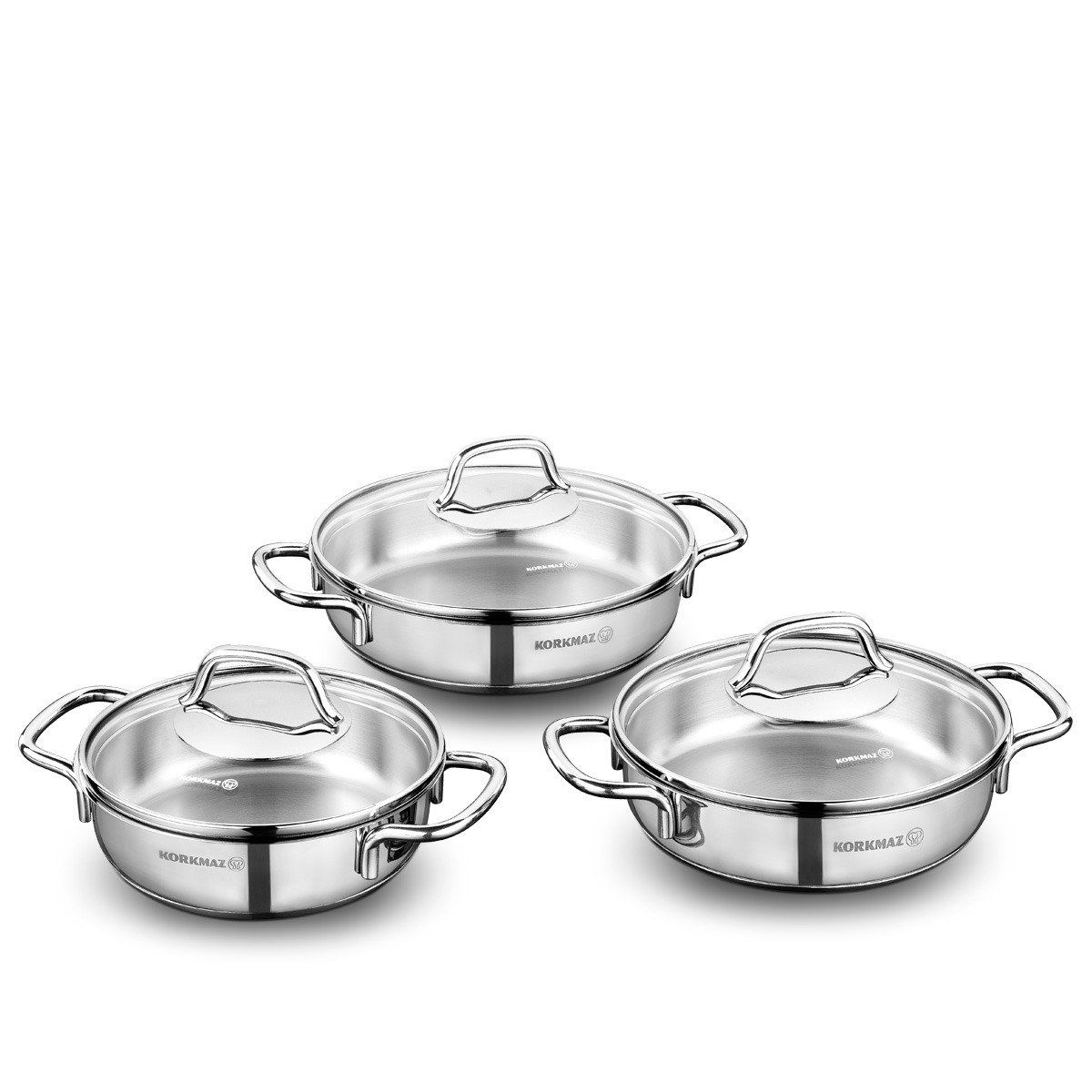 Nồi inox cao cấp Korkmaz Perla 2.3 lít thân thấp - A1833