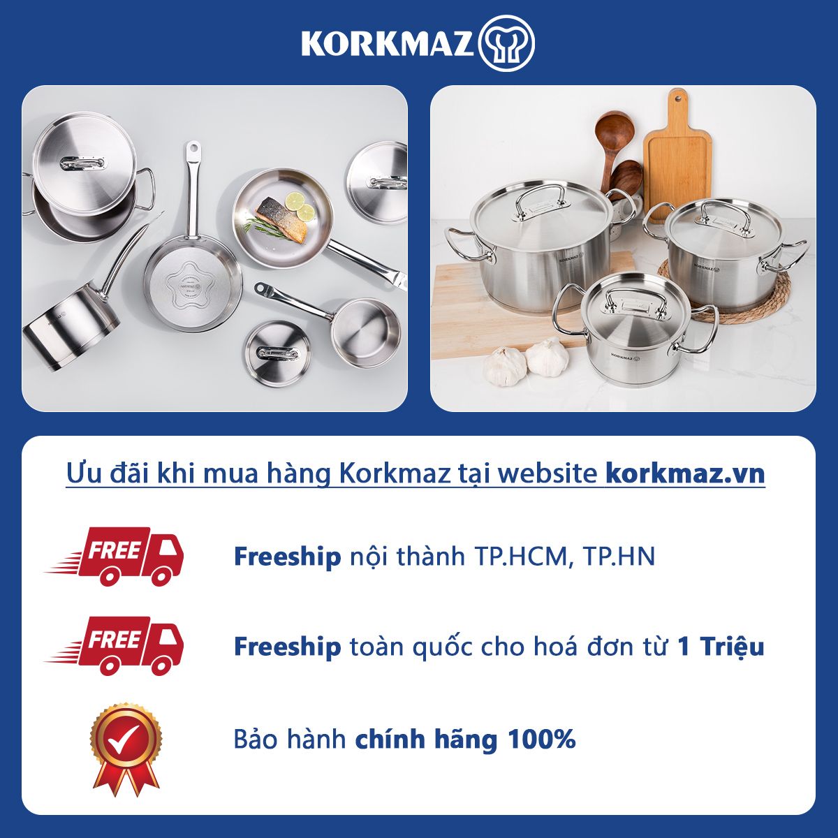 Chảo inox cao cấp Korkmaz Proline 24cm - A1153