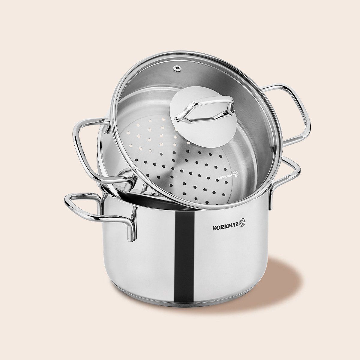 Bộ nồi xửng hấp inox cao cấp Korkmaz Perla 24cm - A1522
