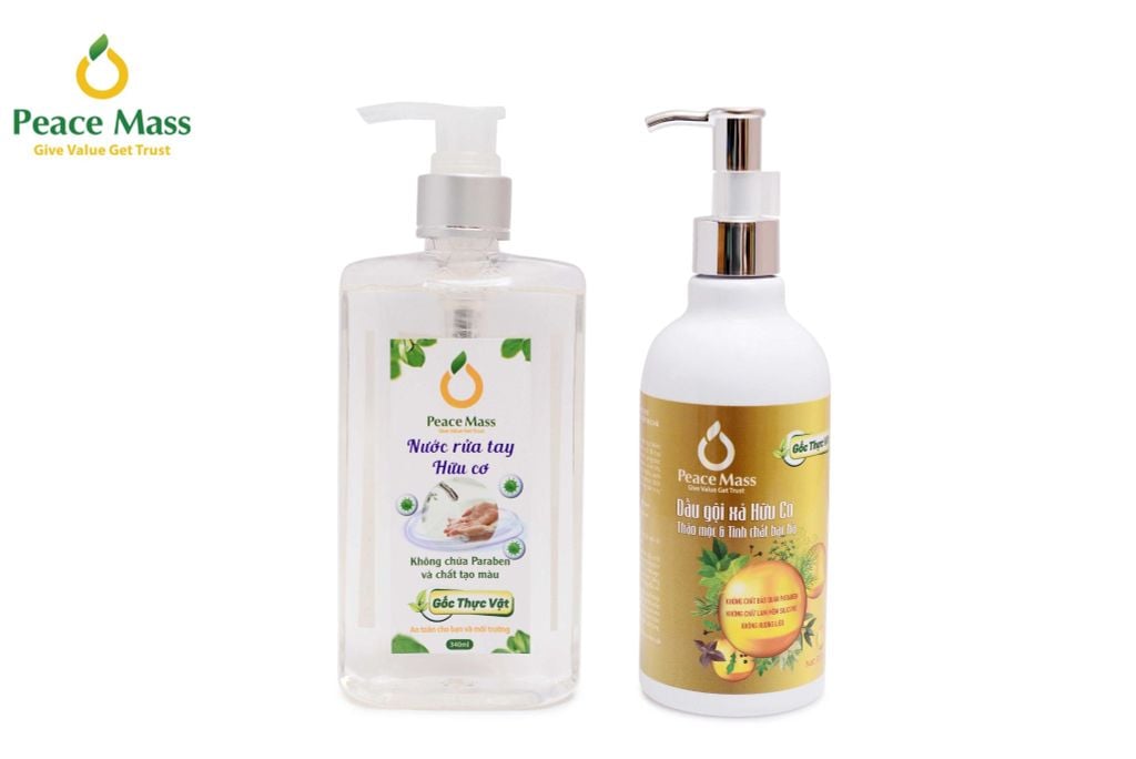 DGXC1 Combo Sản Phẩm Gốc Thực Vật Peace Mass - Dầu Gội Xả 300ml + Nước Rửa Tay 340ml (Thuộc nhóm Sản phẩm Lành tính / Hữu cơ)