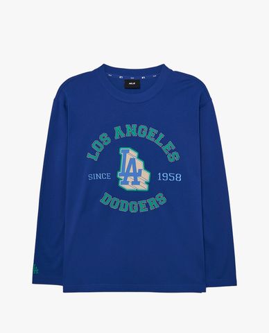 MLB - Áo thun unisex cổ tròn tay dài in logo thời trang