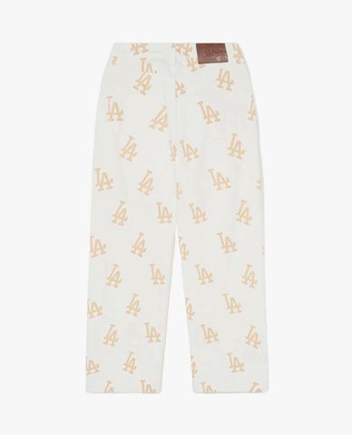 MLB - Quần jeans nữ ống rộng phối họa tiết monogram