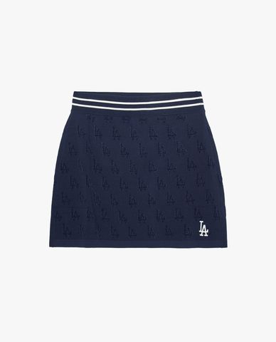 MLB - Chân váy chữ A mini dệt kim Monogram