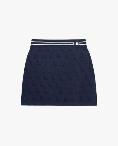 MLB - Chân váy chữ A mini dệt kim Monogram