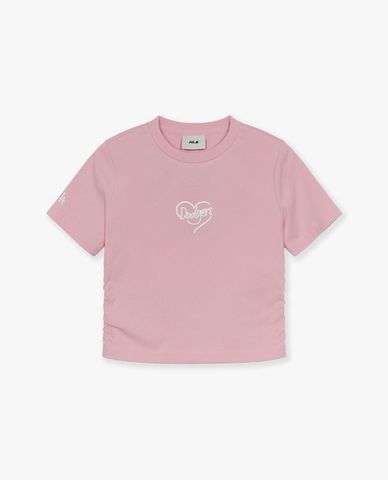 MLB - Áo croptop nữ cổ tròn tay ngắn Heart Athleisure