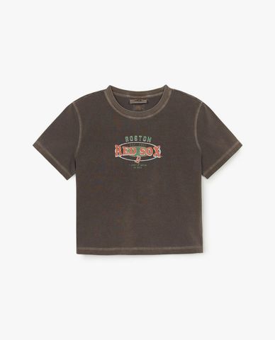MLB - Áo croptop nữ cổ tròn tay ngắn Varsity Washing Vintage