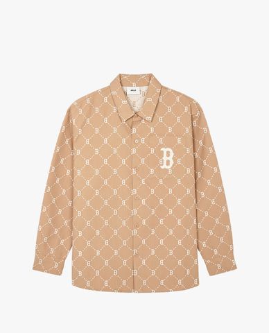 MLB - Áo sơ mi unisex cổ bẻ tay dài Diamond Monogram Jacquard Cotton