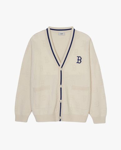 MLB - Áo khoác cardigan unisex cổ V tay dài Boston Red Sox