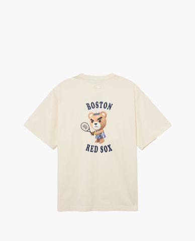 MLB - Áo thun unisex cổ tròn tay ngắn in hình dễ thương