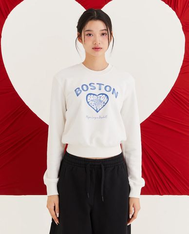 MLB - Áo sweatshirt nữ cổ tròn tay dài Heart