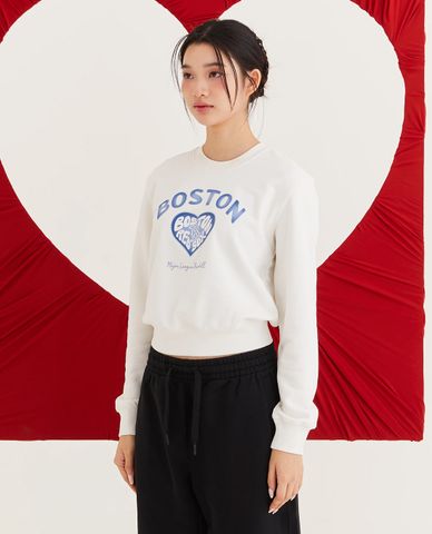 MLB - Áo sweatshirt nữ cổ tròn tay dài Heart