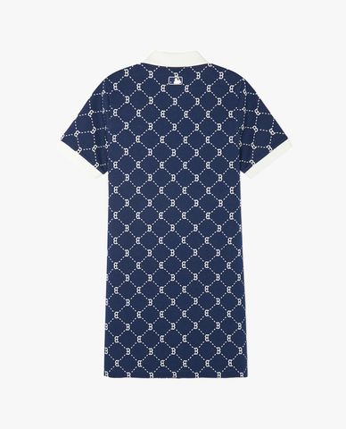MLB - Đầm polo nữ cổ bẻ tay ngắn mini Diamond Monogram Jacquard Piqué