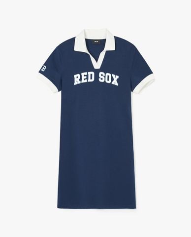 MLB - Đầm polo nữ cổ bẻ tay ngắn mini Varsity Lettering Piqué
