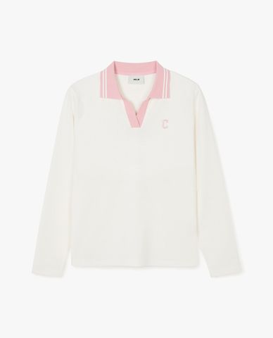 MLB - Áo polo nữ cổ bẻ tay dài Basic Small Logo