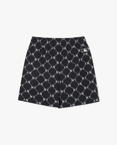 MLB - Quần short unisex ống rộng lưng thun Diamond Monogram Jacquard