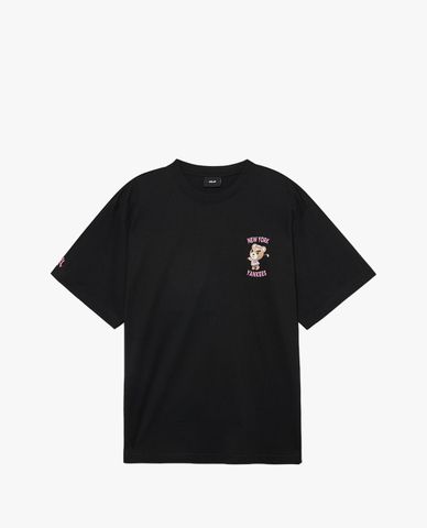 MLB - Áo thun unisex cổ tròn tay ngắn in hình dễ thương