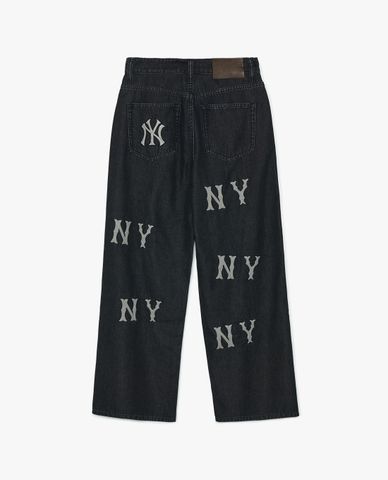 MLB - Quần jeans nữ ống rộng Multi Mega Logo Embroidered