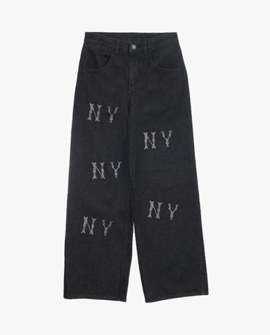 MLB - Quần jeans nữ ống rộng Denim Crystal Megagram